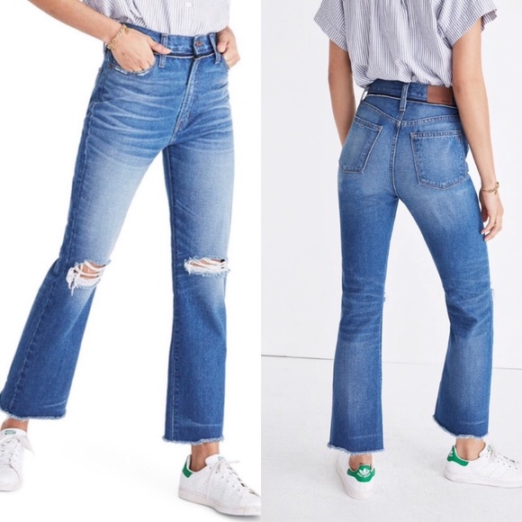 Madewell Retro Crop Bootcut Jeans Knee Rip 31 - Picture 1 of 5